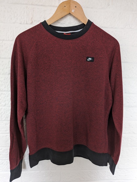 Nike Crew Neck Sweatshirt - Size M - Burgundy - Cotton - P2P 22" - Picture 5 of 7